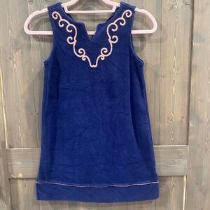 ⭐️5/$20Janie and Jack Navy Terry Swim Dress with Pink Embroidery